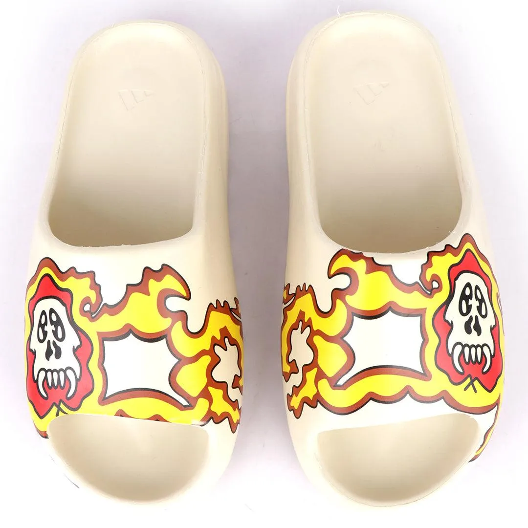AD Yeezy Slides  Fiery Skullie design Kaws Rubber Light Weight