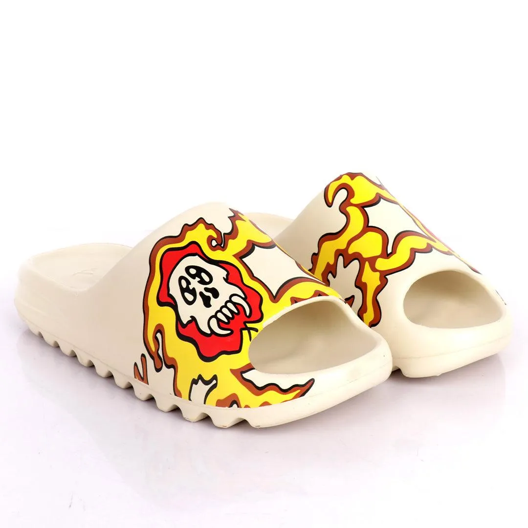 AD Yeezy Slides  Fiery Skullie design Kaws Rubber Light Weight