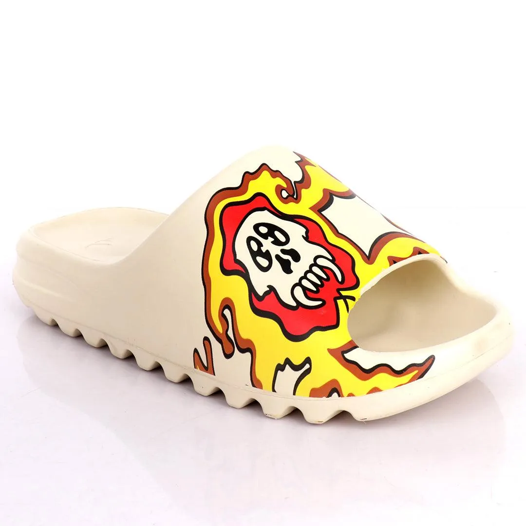 AD Yeezy Slides  Fiery Skullie design Kaws Rubber Light Weight