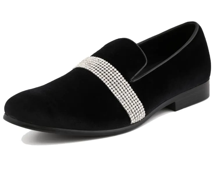 Amali Monarch Regal Noir Velvet Loafers Men’s Black Velvet