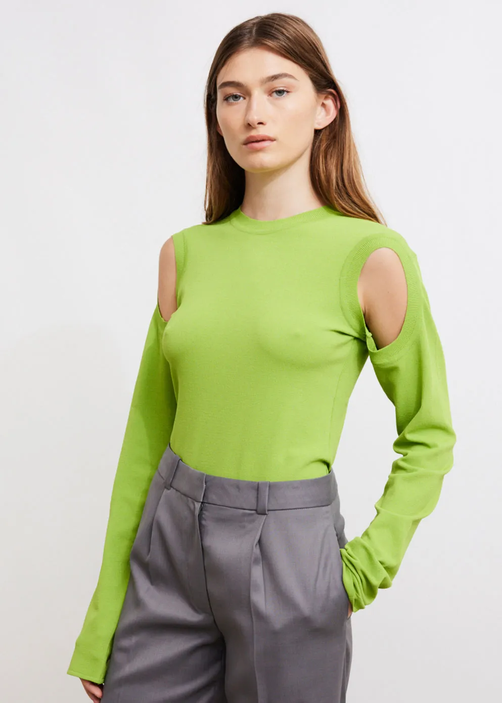 Armhole Long Sleeve Knit Sweater