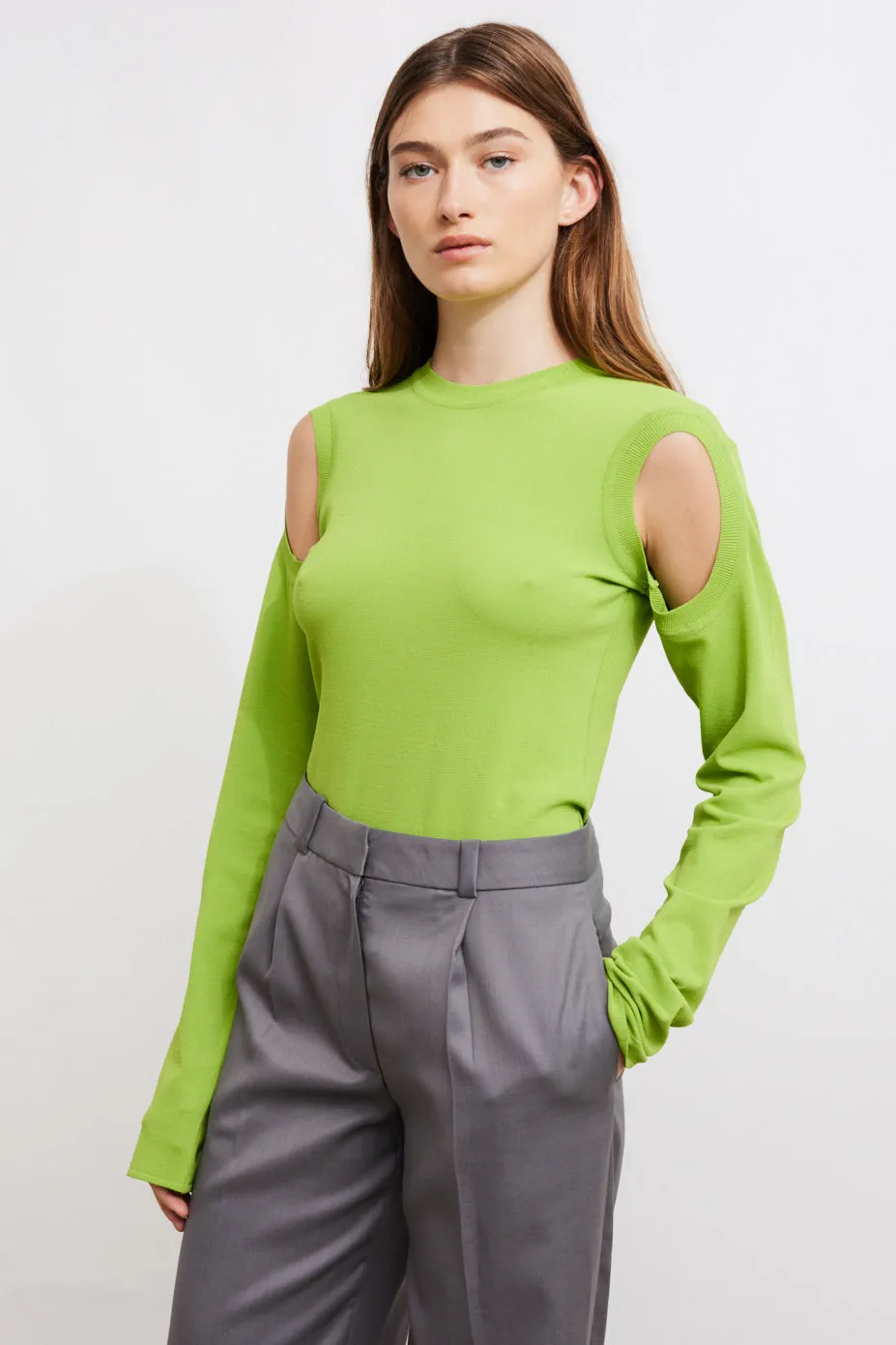 Armhole Long Sleeve Knit Sweater