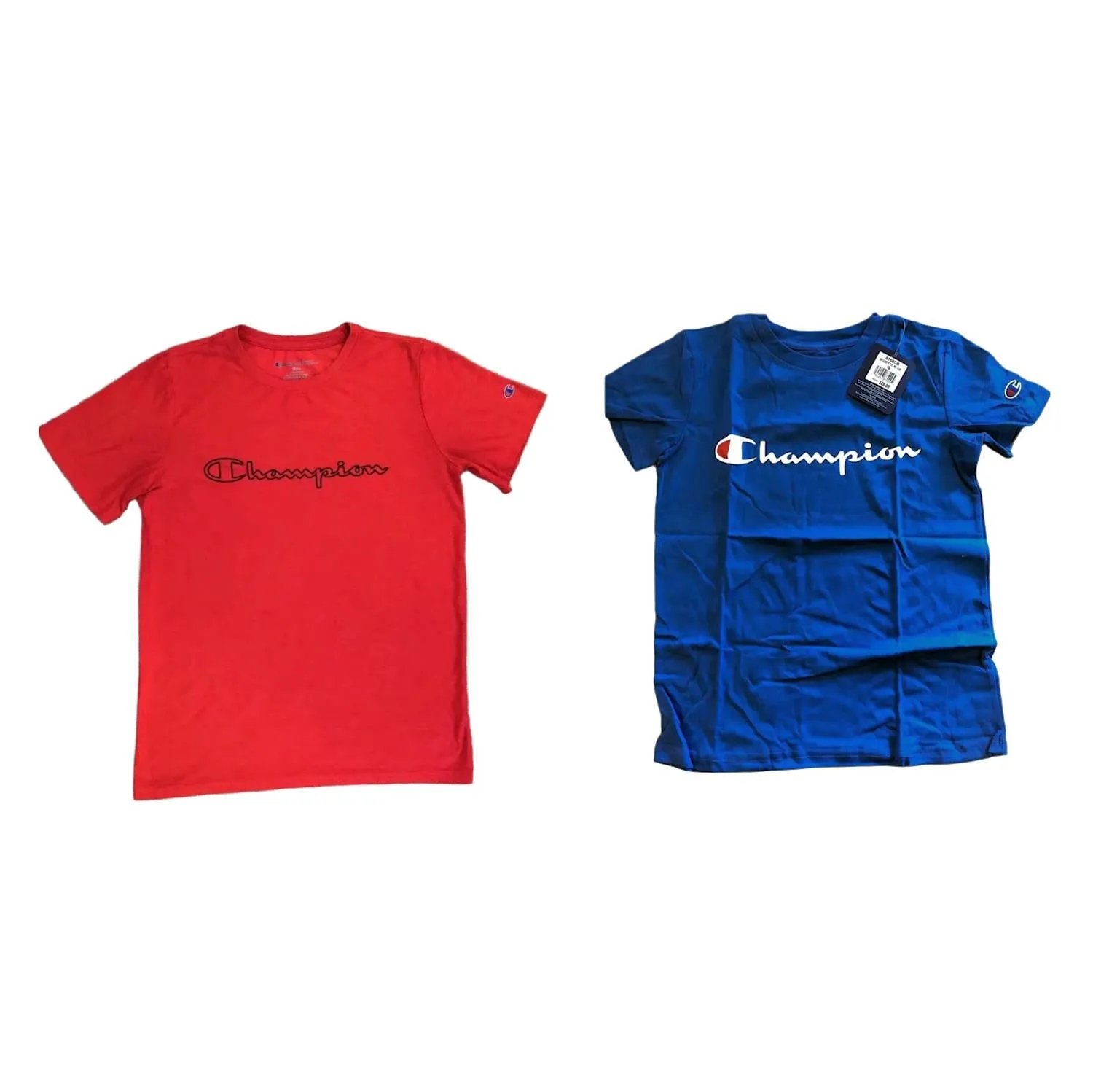 Champion Boys 2-Pack T-Shirts Tees Short Sleeve Logo Red Blue 7/8