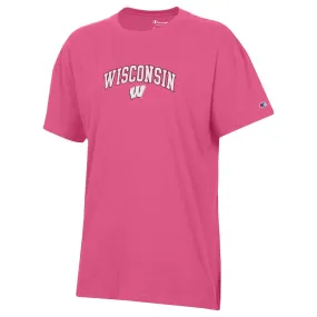 Champion Wisconsin Arch Logo Women's Oversized T-Shirt - Heirloom Pink
