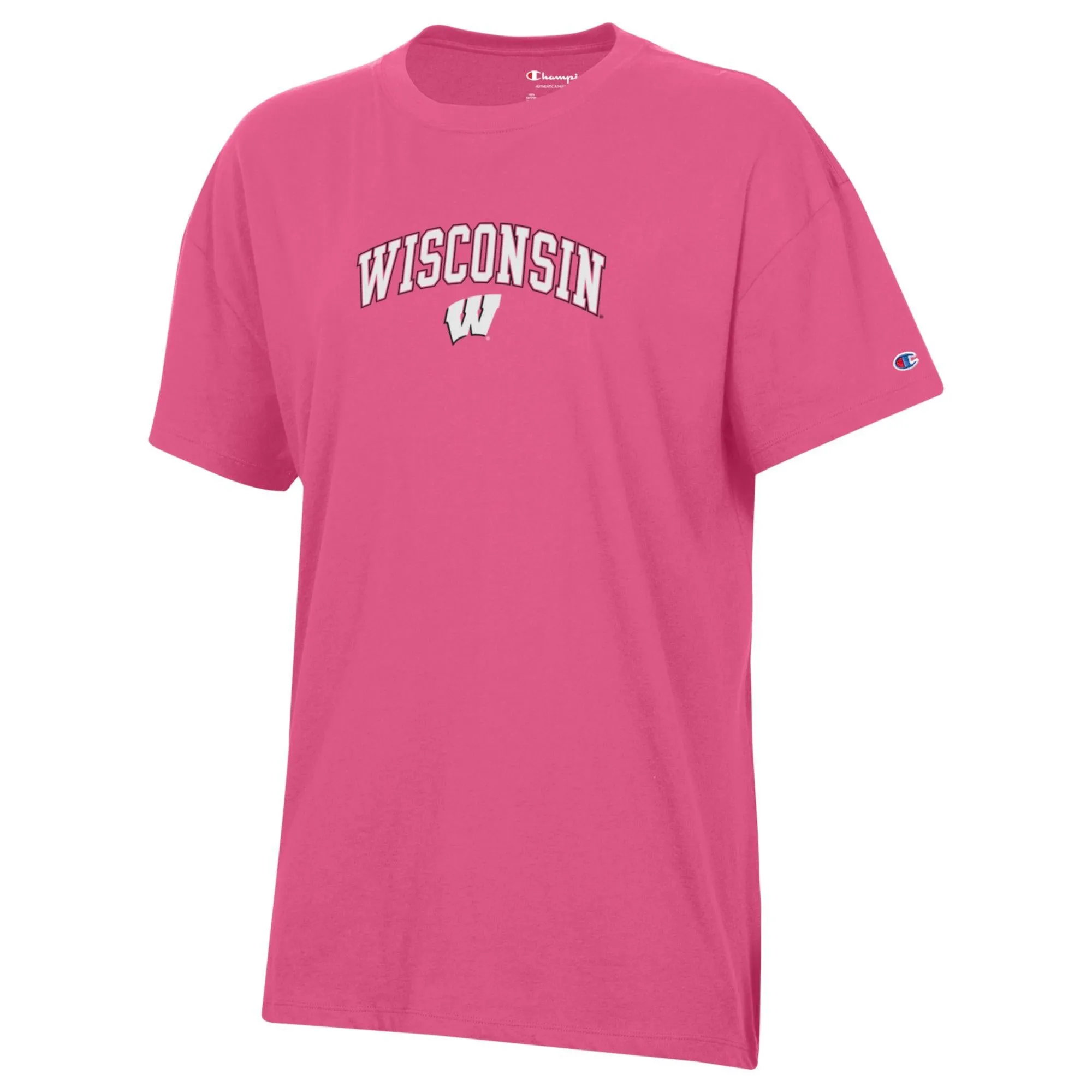 Champion Wisconsin Arch Logo Women's Oversized T-Shirt - Heirloom Pink