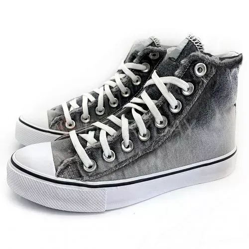 Chicvane Denim High Top Lace Up Canvas Shoes