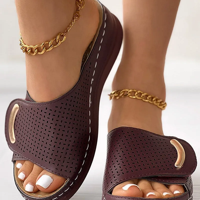 Clara | Peep Toe Hollow Wedge Sandals
