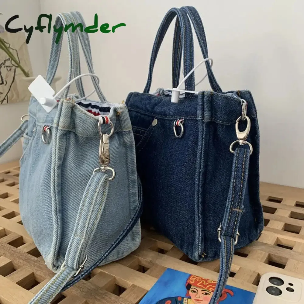 Cyflymder Denim Jeans Shoulder Crossbody Bag Girl Fashion Luxury Design Totes For Women Casual Large Capacity Shopping Handbag and Purse