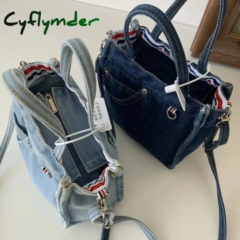 Cyflymder Denim Jeans Shoulder Crossbody Bag Girl Fashion Luxury Design Totes For Women Casual Large Capacity Shopping Handbag and Purse