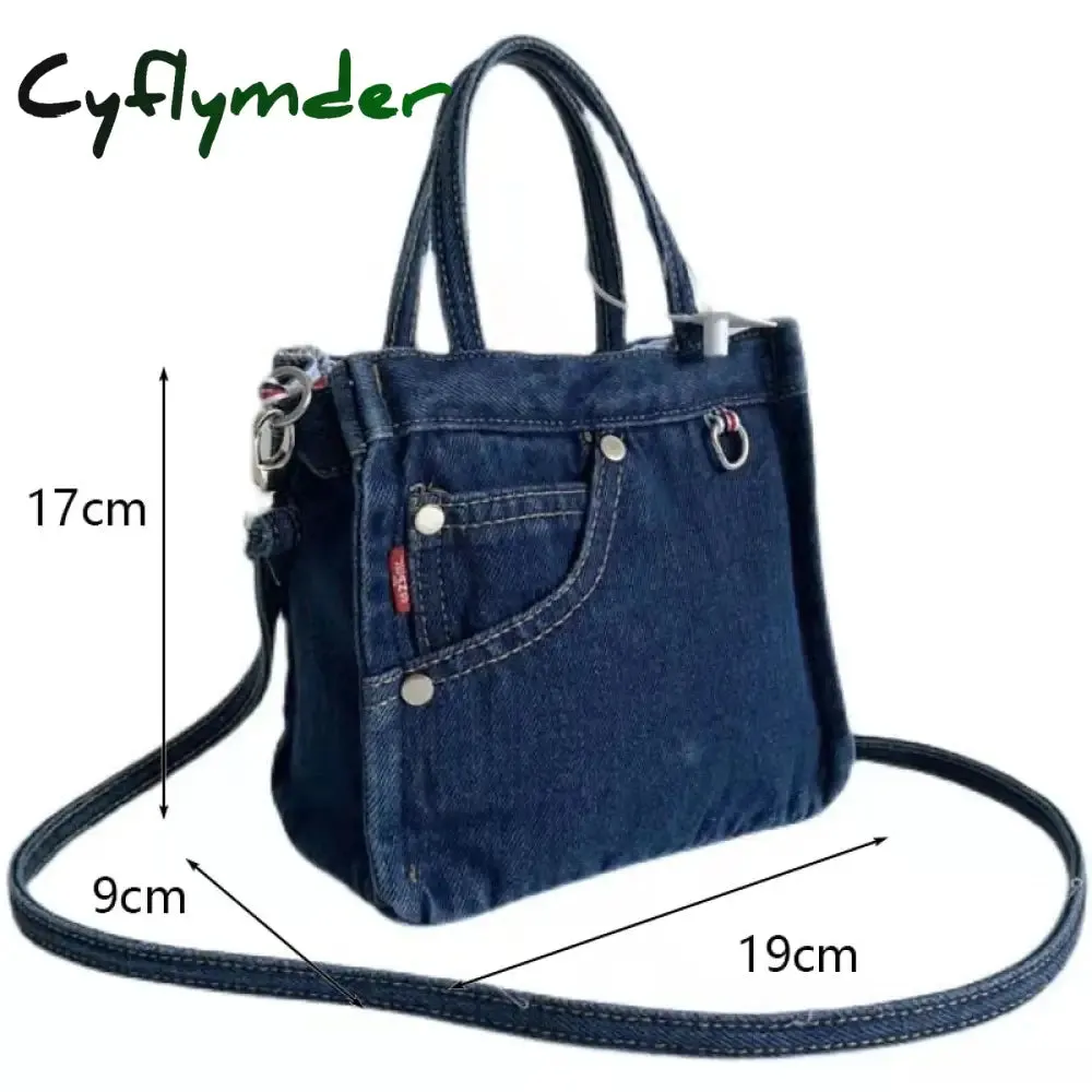 Cyflymder Denim Jeans Shoulder Crossbody Bag Girl Fashion Luxury Design Totes For Women Casual Large Capacity Shopping Handbag and Purse