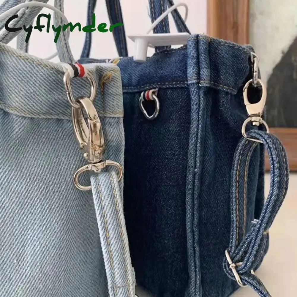 Cyflymder Denim Jeans Shoulder Crossbody Bag Girl Fashion Luxury Design Totes For Women Casual Large Capacity Shopping Handbag and Purse
