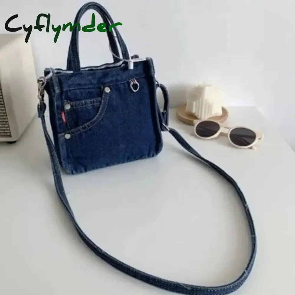 Cyflymder Denim Jeans Shoulder Crossbody Bag Girl Fashion Luxury Design Totes For Women Casual Large Capacity Shopping Handbag and Purse