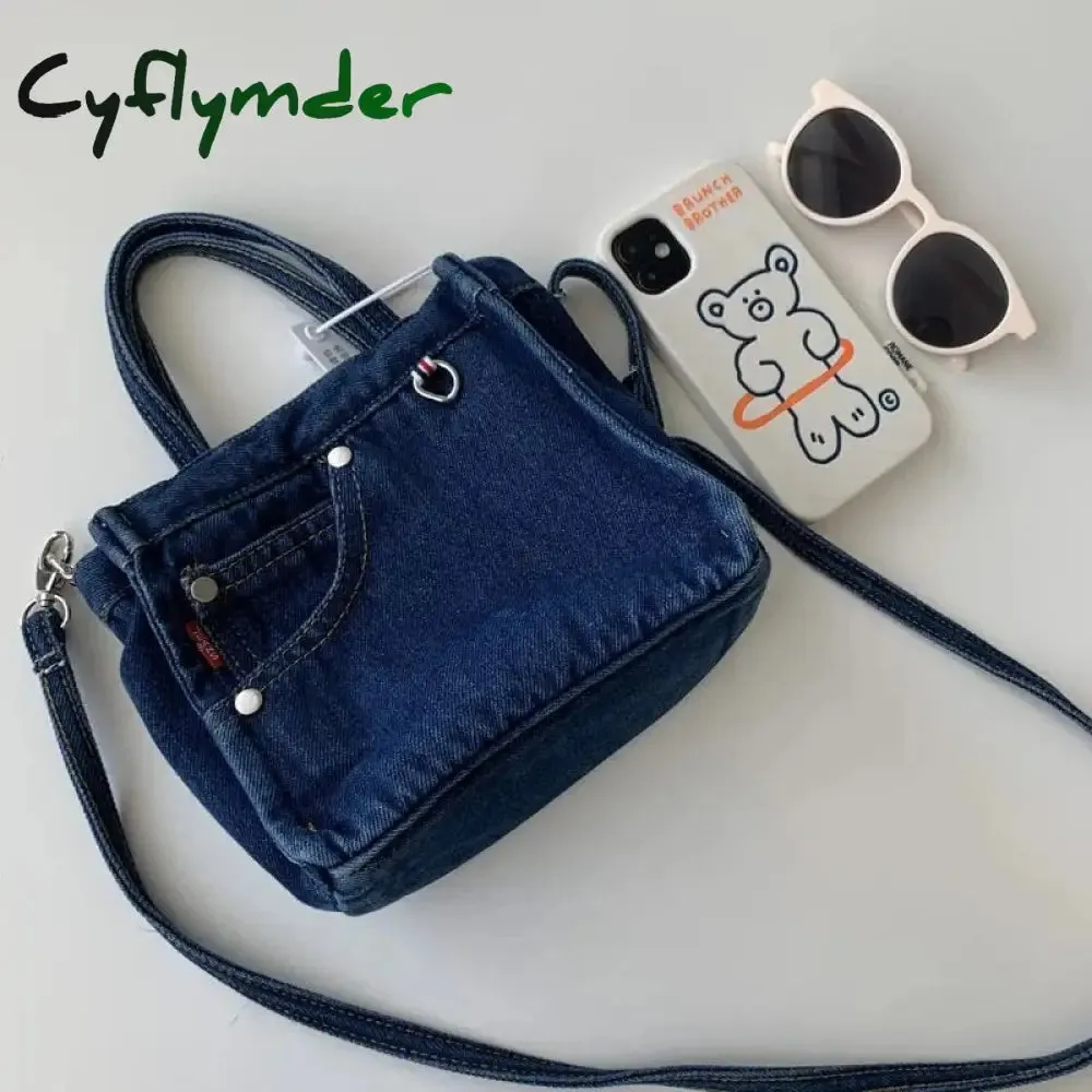 Cyflymder Denim Jeans Shoulder Crossbody Bag Girl Fashion Luxury Design Totes For Women Casual Large Capacity Shopping Handbag and Purse