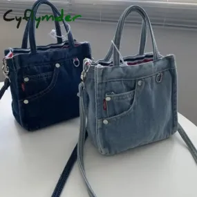 Cyflymder Denim Jeans Shoulder Crossbody Bag Girl Fashion Luxury Design Totes For Women Casual Large Capacity Shopping Handbag and Purse