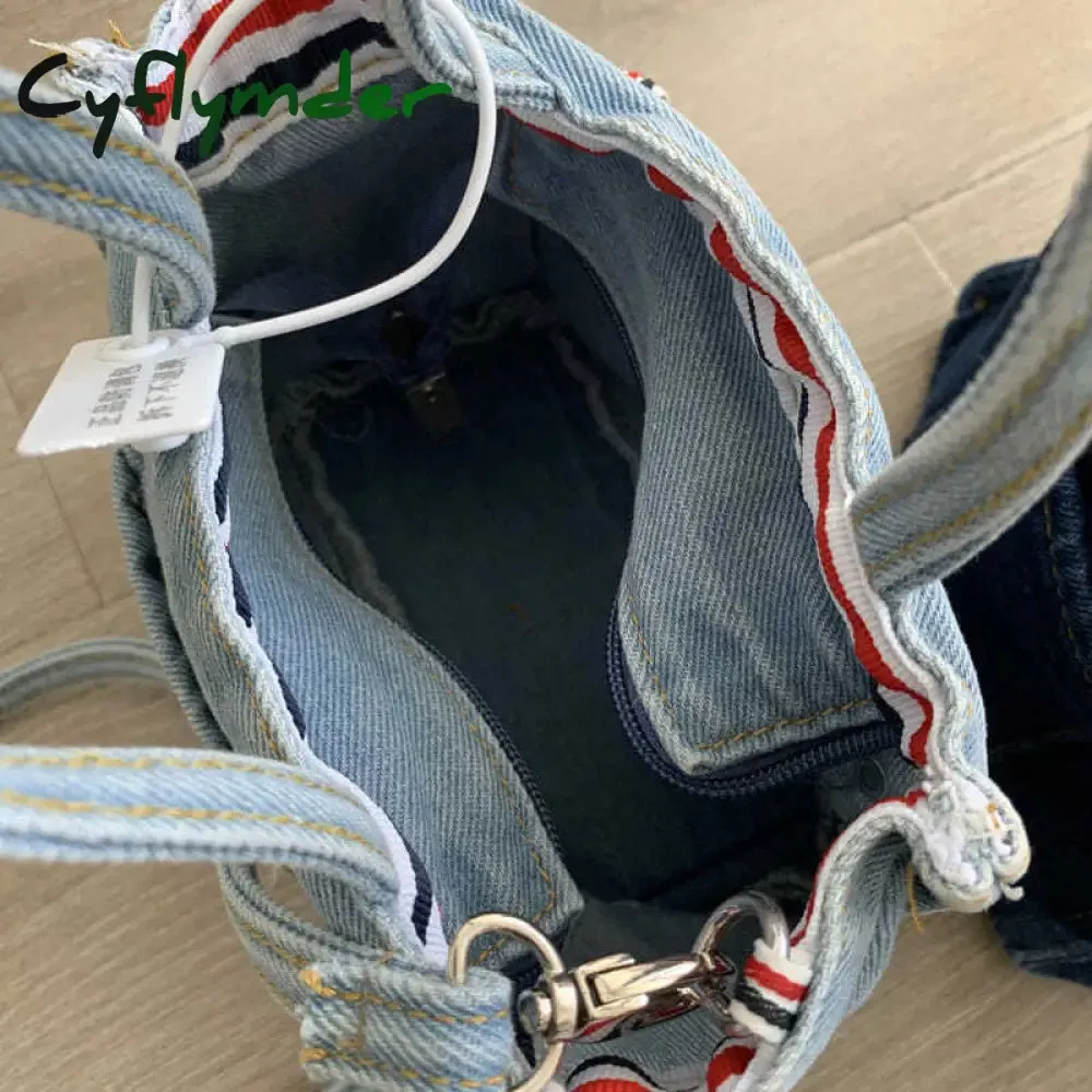 Cyflymder Denim Jeans Shoulder Crossbody Bag Girl Fashion Luxury Design Totes For Women Casual Large Capacity Shopping Handbag and Purse