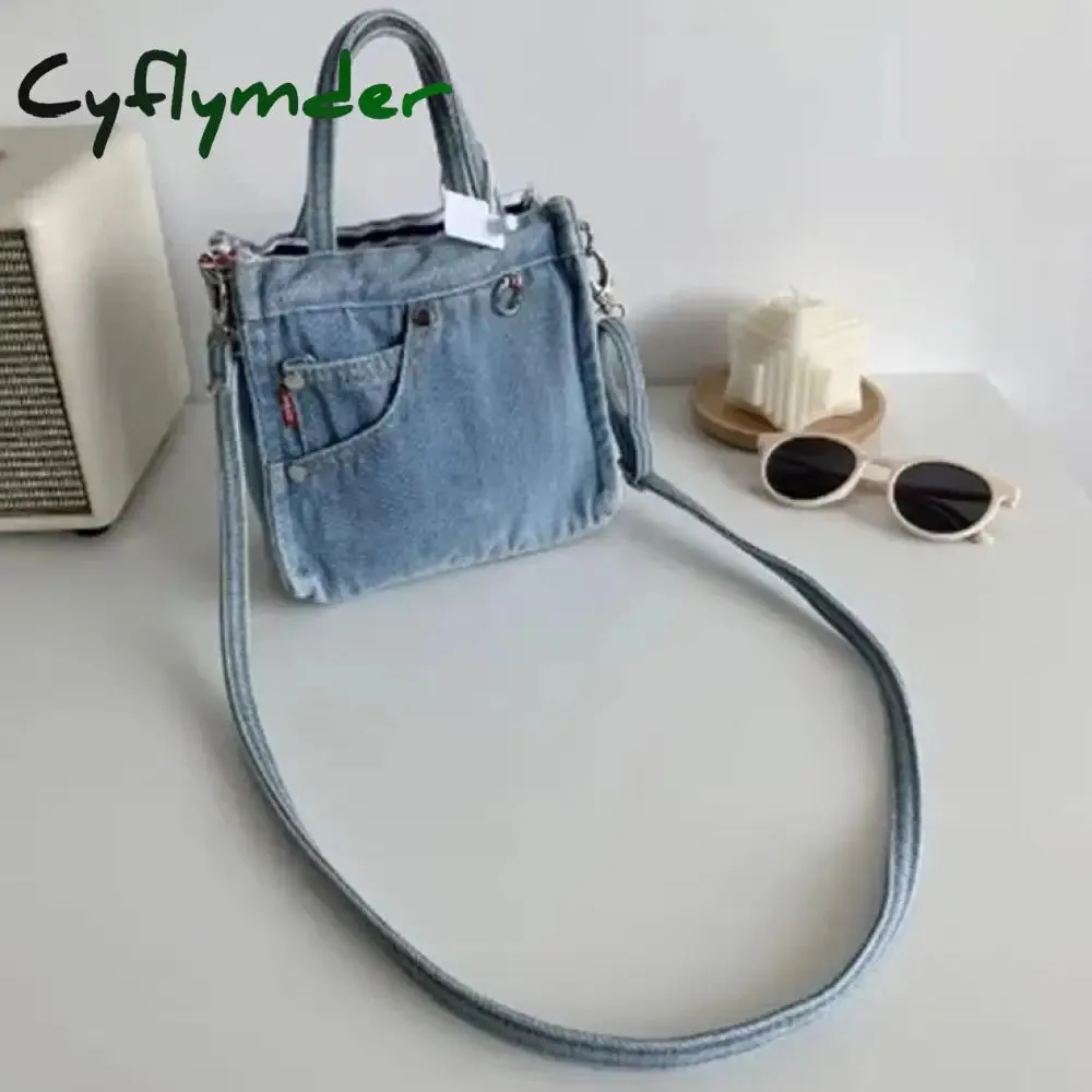 Cyflymder Denim Jeans Shoulder Crossbody Bag Girl Fashion Luxury Design Totes For Women Casual Large Capacity Shopping Handbag and Purse