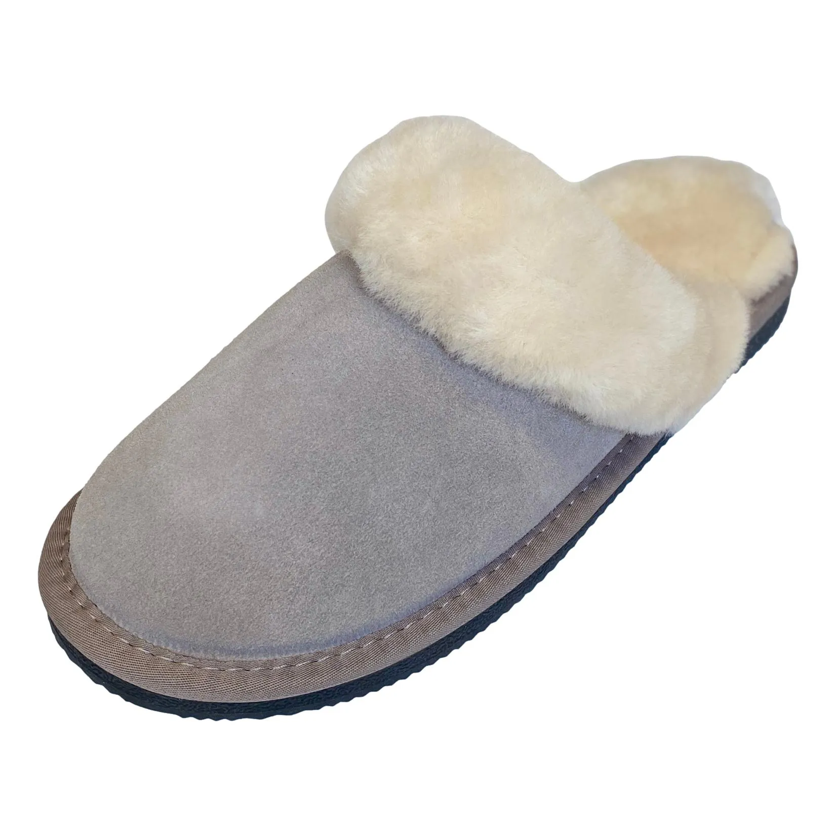 Deluxe Ladies 'Daisy' Sheepskin Slipper Mule - Light Grey