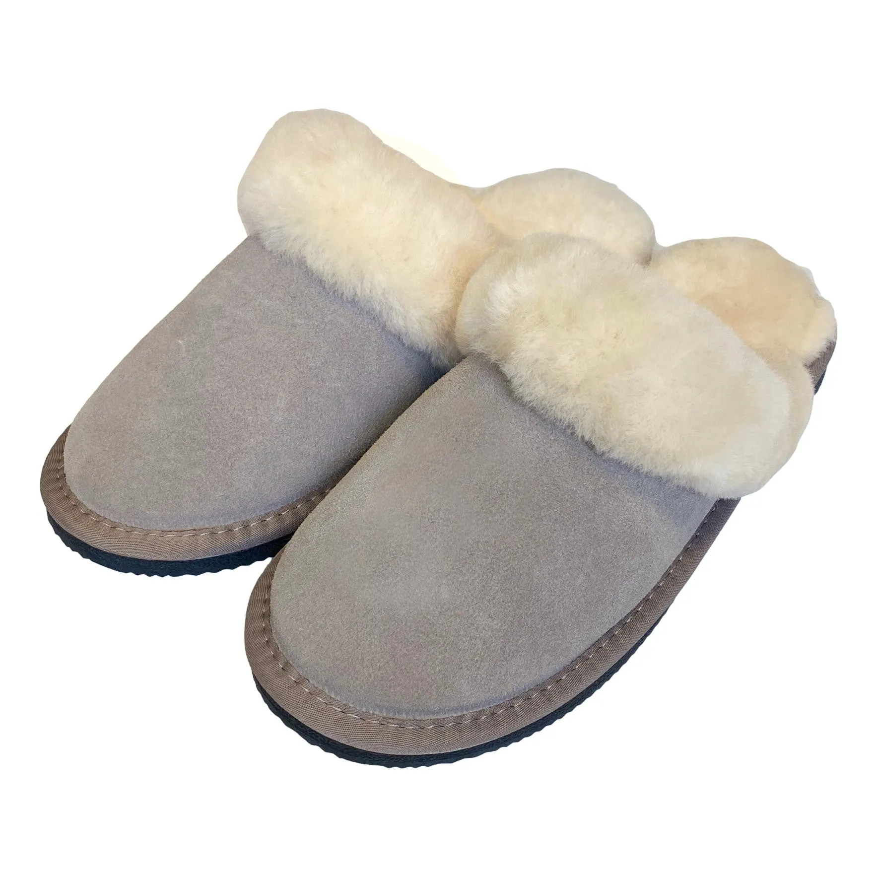 Deluxe Ladies 'Daisy' Sheepskin Slipper Mule - Light Grey