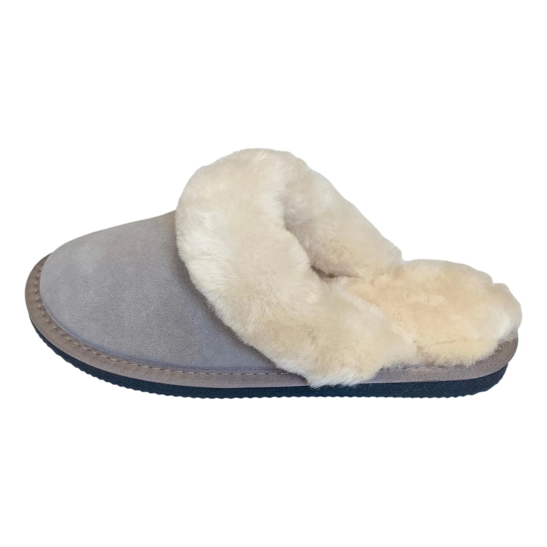 Deluxe Ladies 'Daisy' Sheepskin Slipper Mule - Light Grey