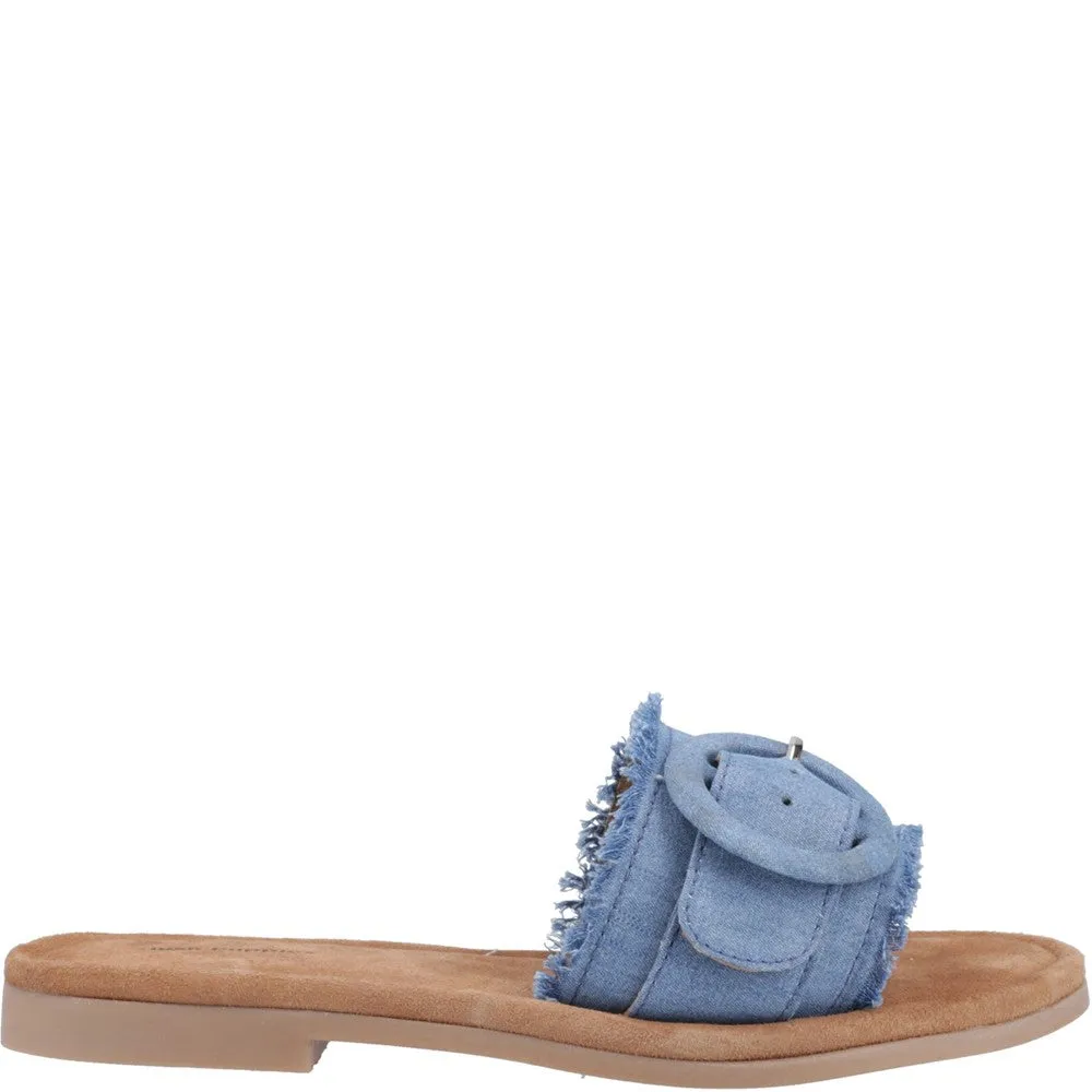 Denim Hayley Buckle Slides