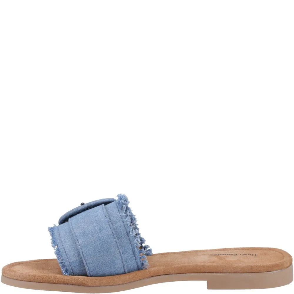 Denim Hayley Buckle Slides
