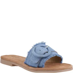 Denim Hayley Buckle Slides
