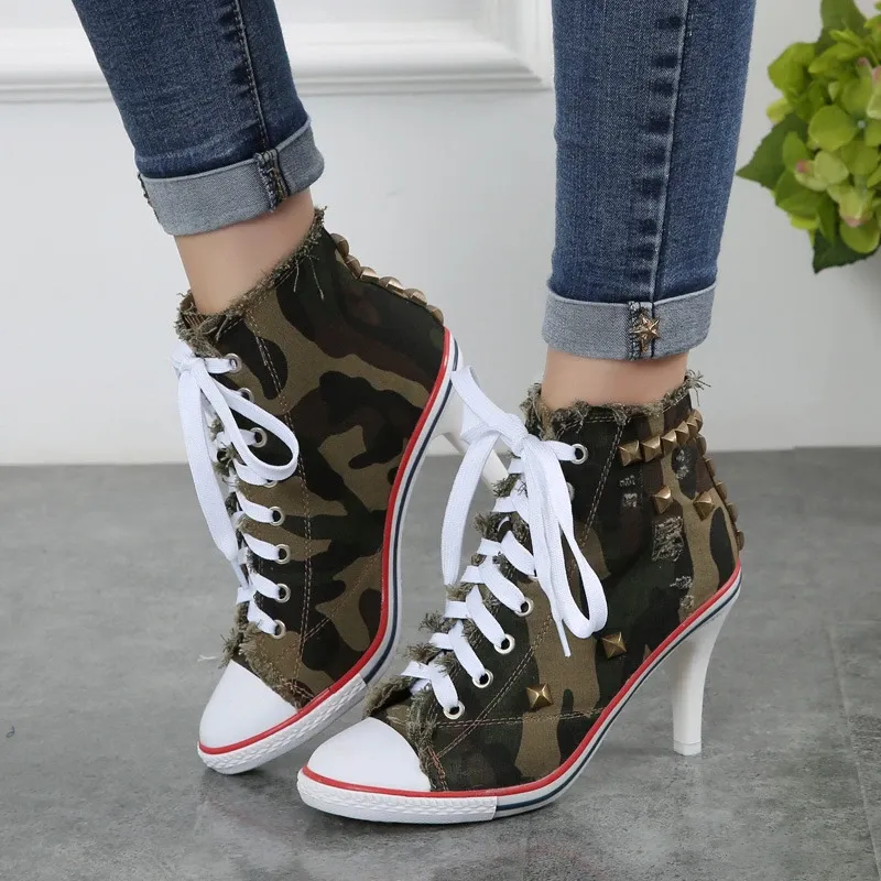 Denim High Heel Canvas Shoes AD11338