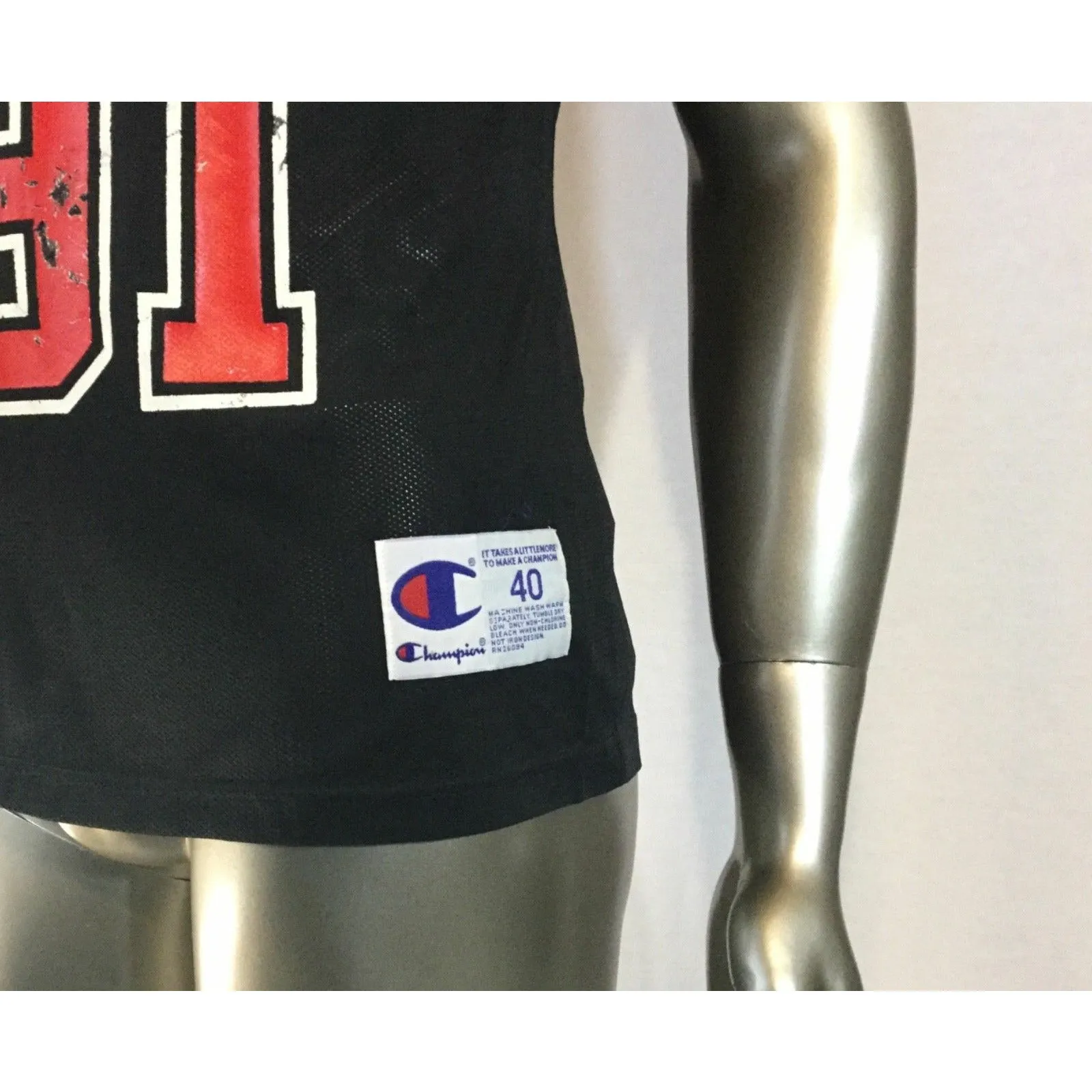 Dennis Rodman #91 Chicago Bulls Black Champion NBA Jersey 40