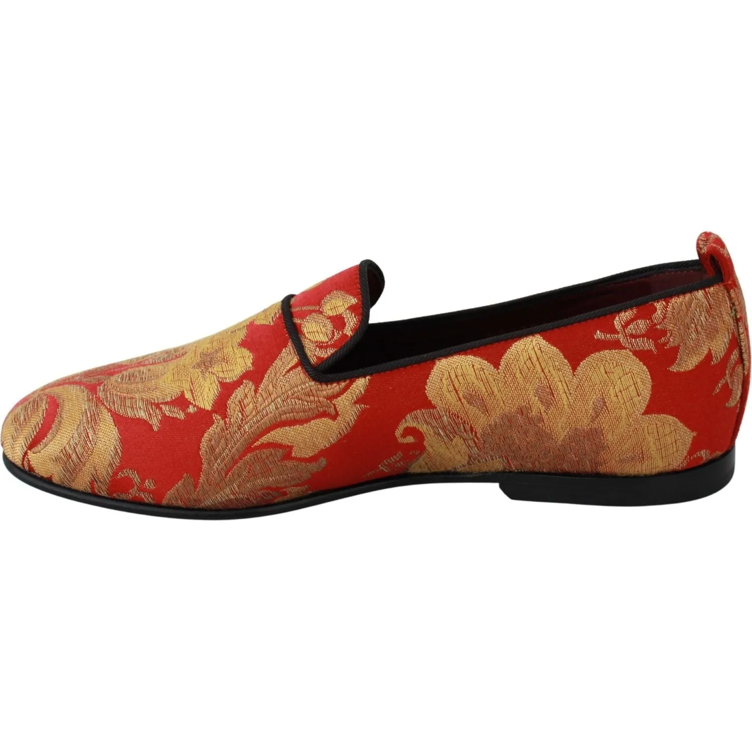 Dolce & Gabbana Rose Gold Brocade Loafers Slide Flats