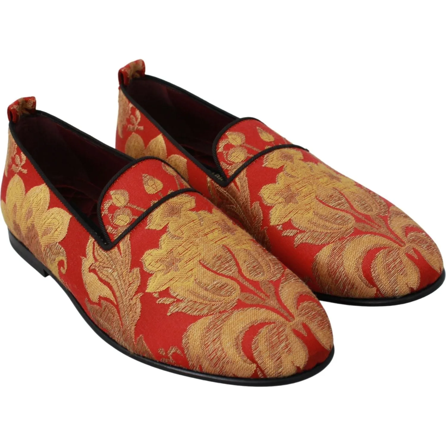 Dolce & Gabbana Rose Gold Brocade Loafers Slide Flats