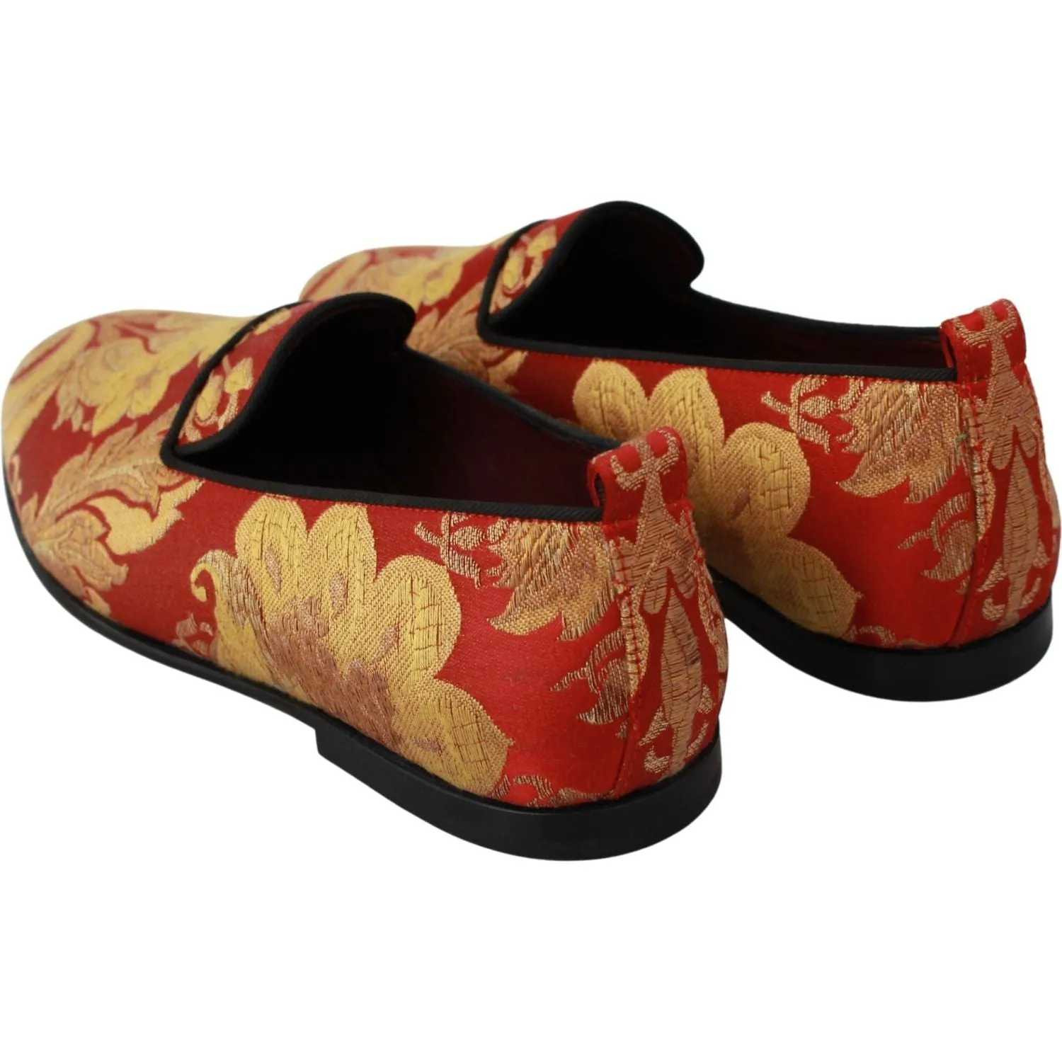 Dolce & Gabbana Rose Gold Brocade Loafers Slide Flats