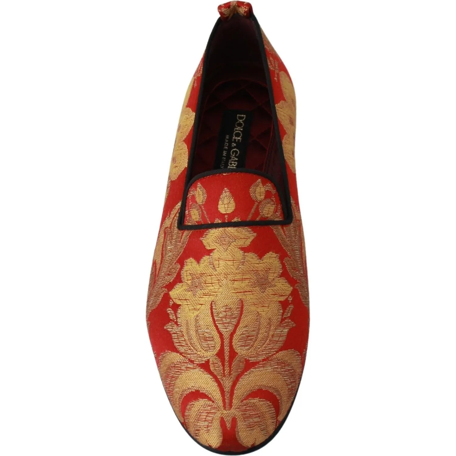 Dolce & Gabbana Rose Gold Brocade Loafers Slide Flats