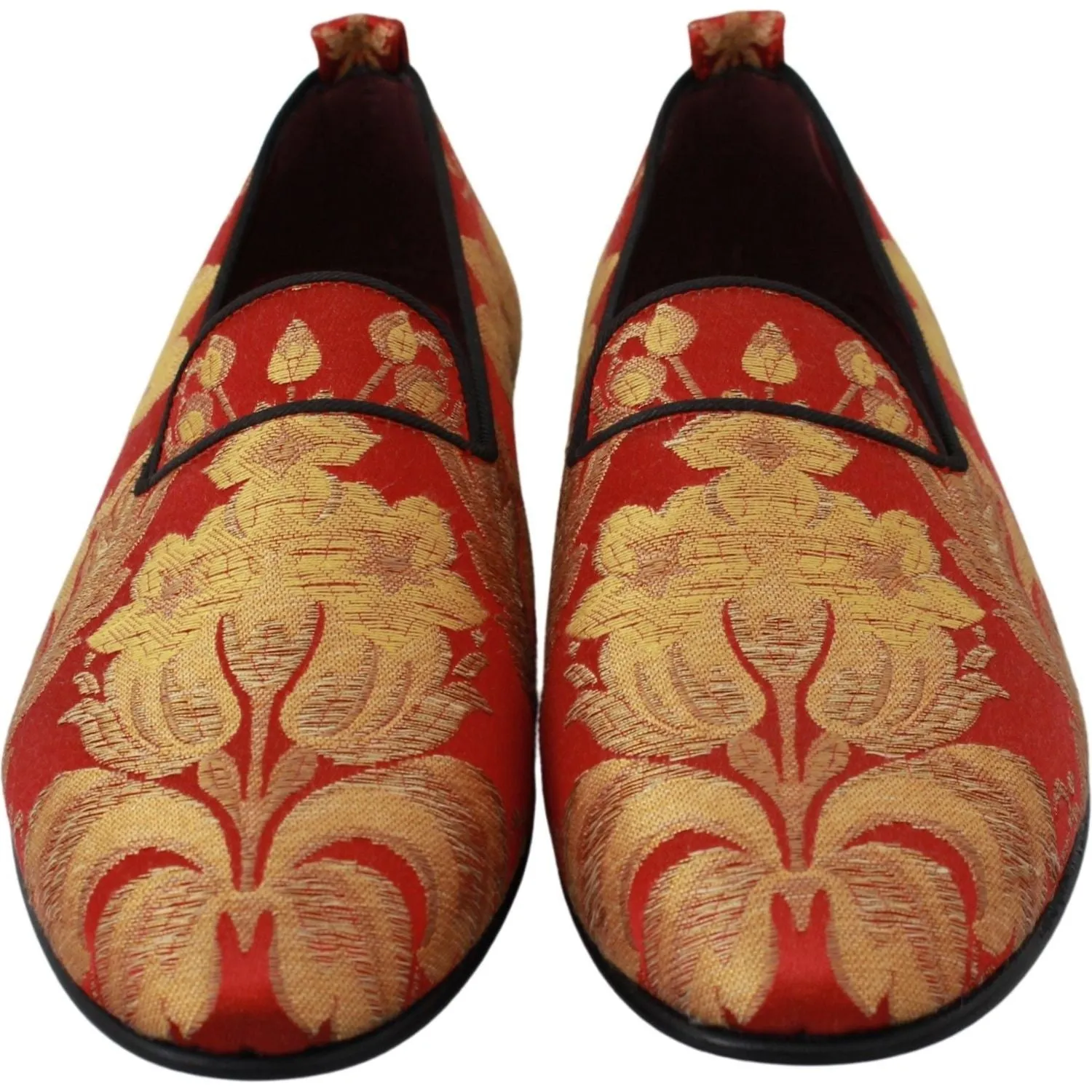 Dolce & Gabbana Rose Gold Brocade Loafers Slide Flats