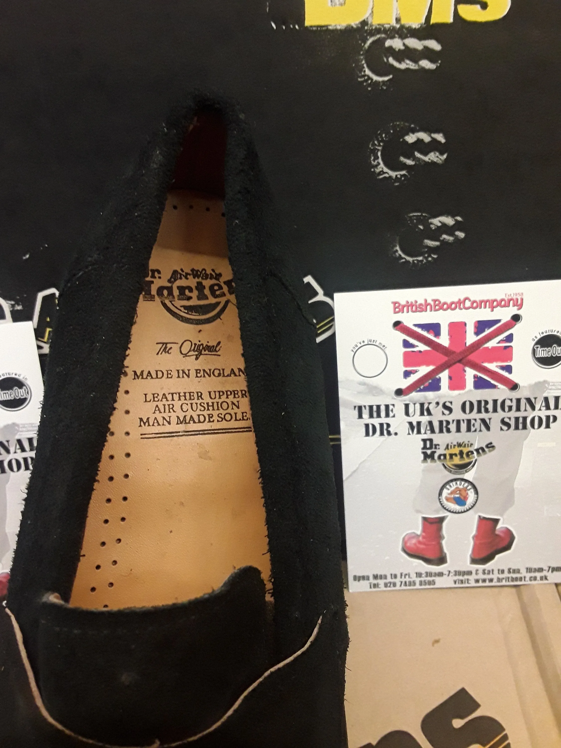 Dr Martens Black Suede Loafers,  Vintage,  Size 8 Made in England,  Very rare