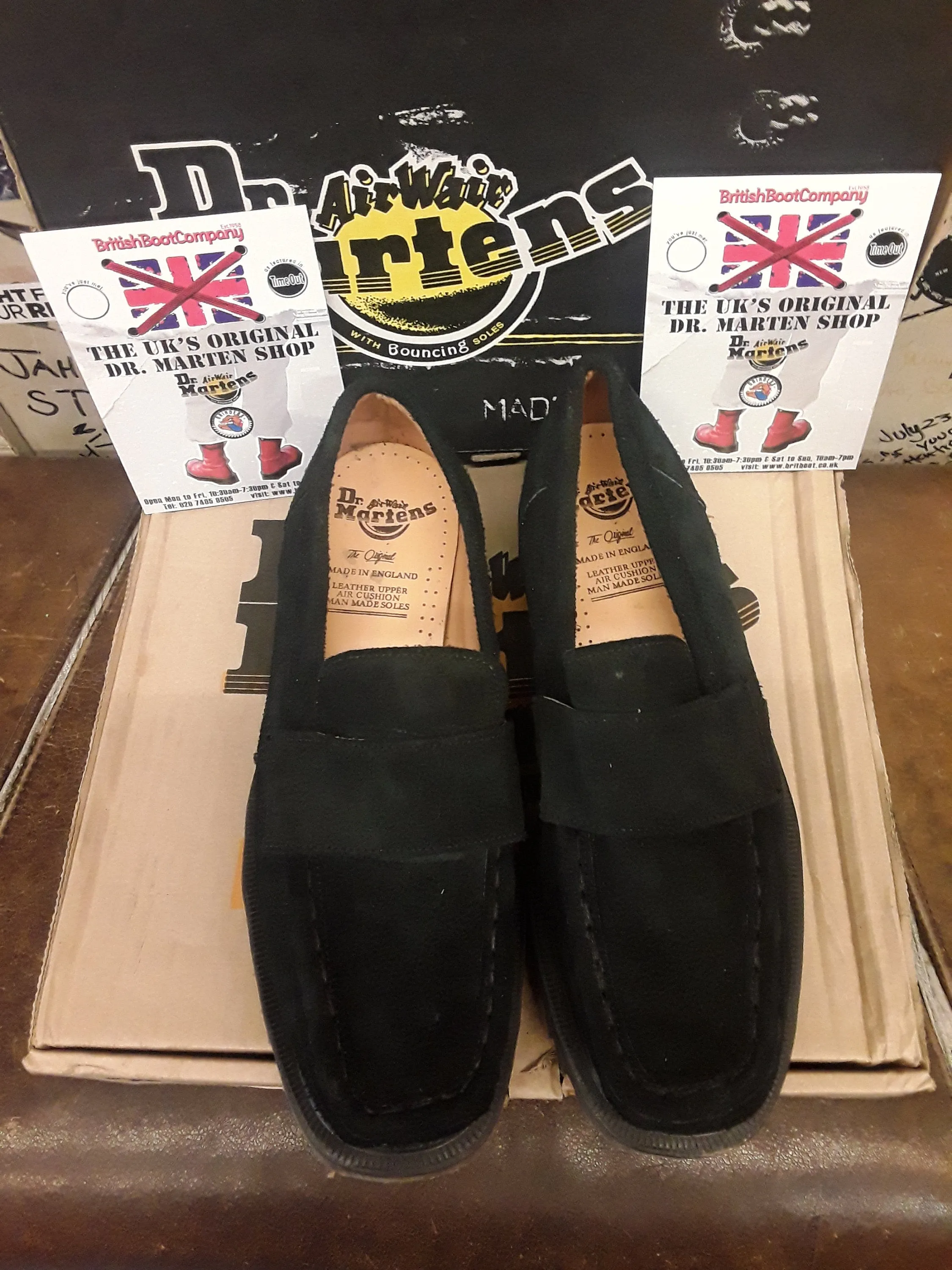 Dr Martens Black Suede Loafers,  Vintage,  Size 8 Made in England,  Very rare