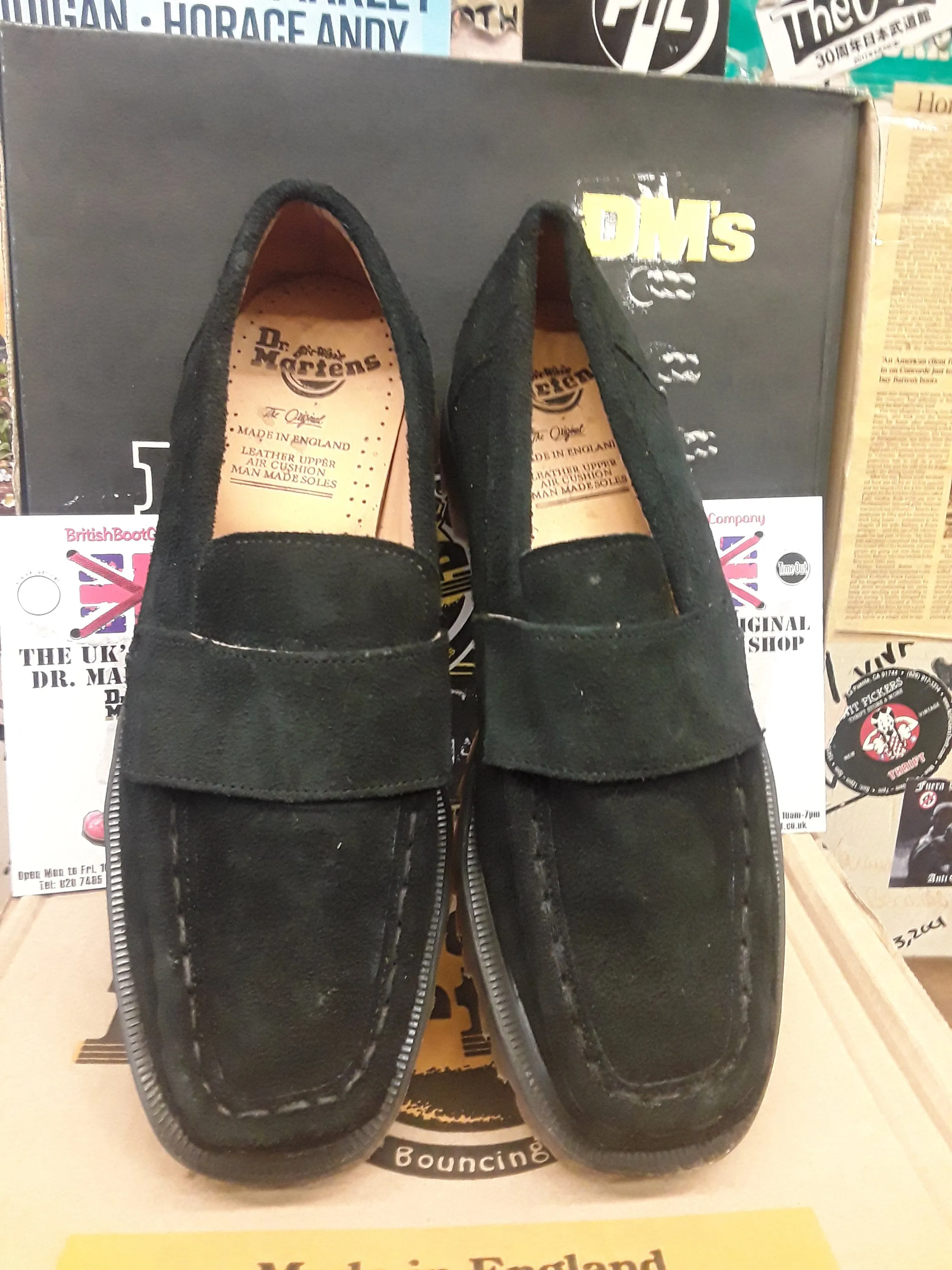 Dr Martens Black Suede Loafers,  Vintage,  Size 8 Made in England,  Very rare