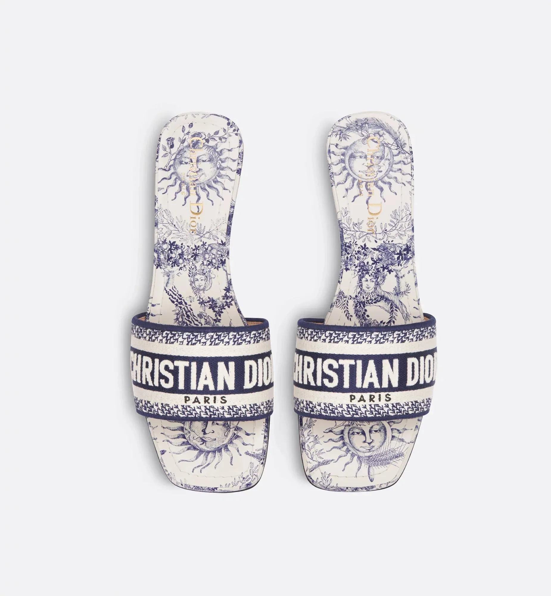 Dway Heeled Embroidered Cotton Slide
