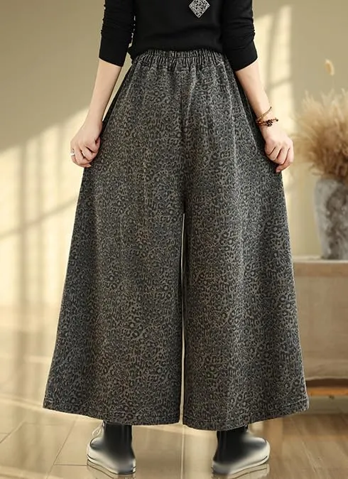 Elastic Waist Double Pocket Wide Leg Trousers