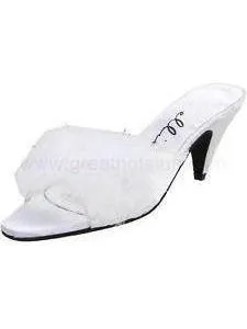 Ellie Shoes E-Phoebe 2.5 inch Heel Satin Maribou Slippers