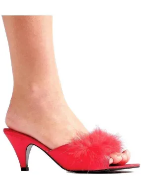Ellie Shoes E-Phoebe 2.5 inch Heel Satin Maribou Slippers