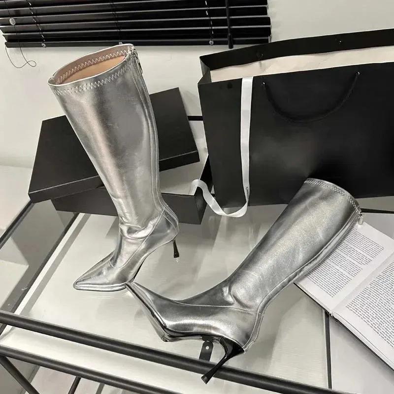 High Heels Zipper Long Stretch Modern Boots