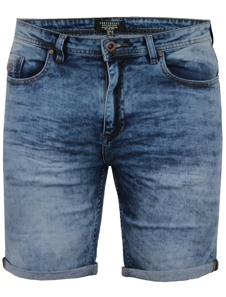 Leon Turn Up Acid Wash Denim Shorts in Light Wash