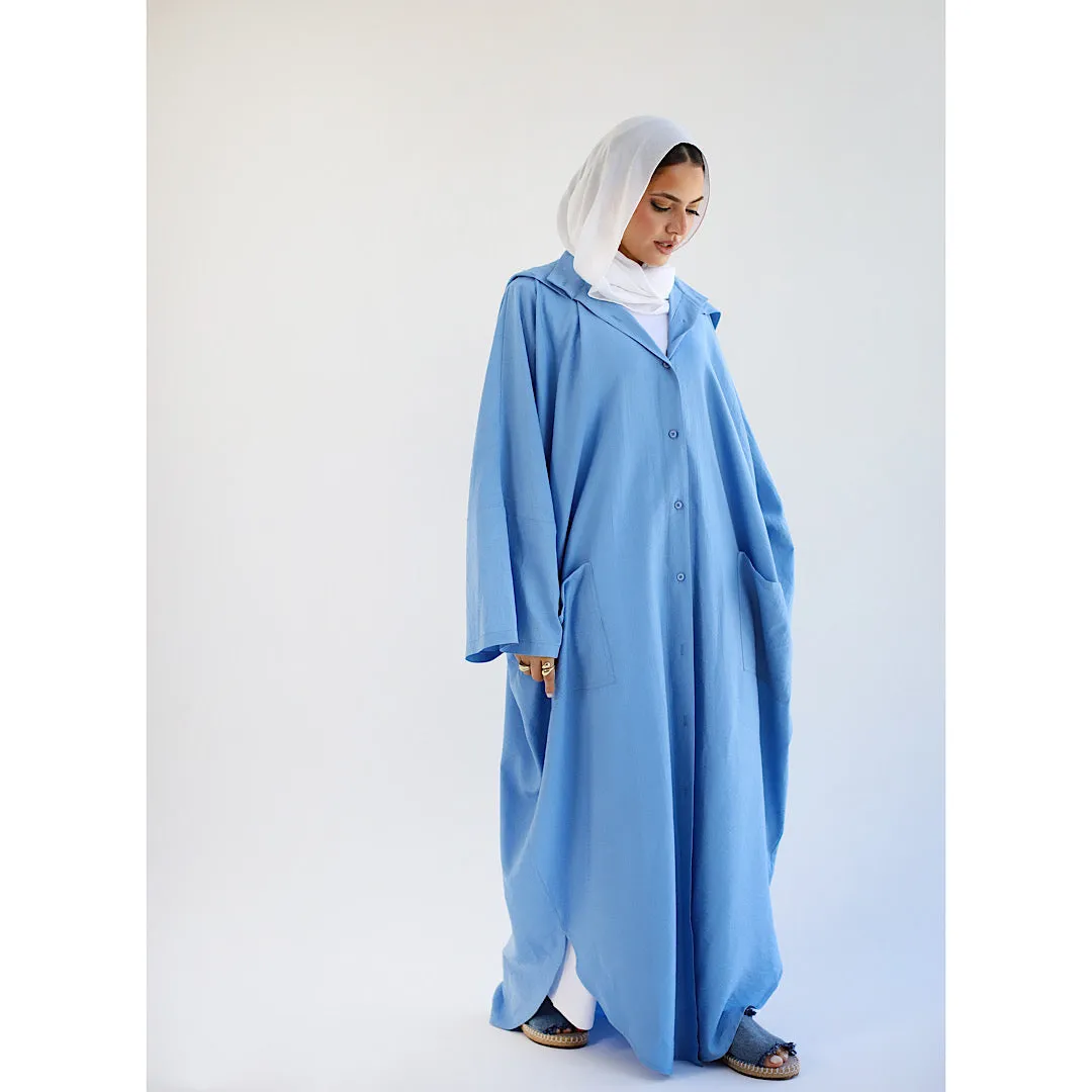 Light blue hooded kaftan