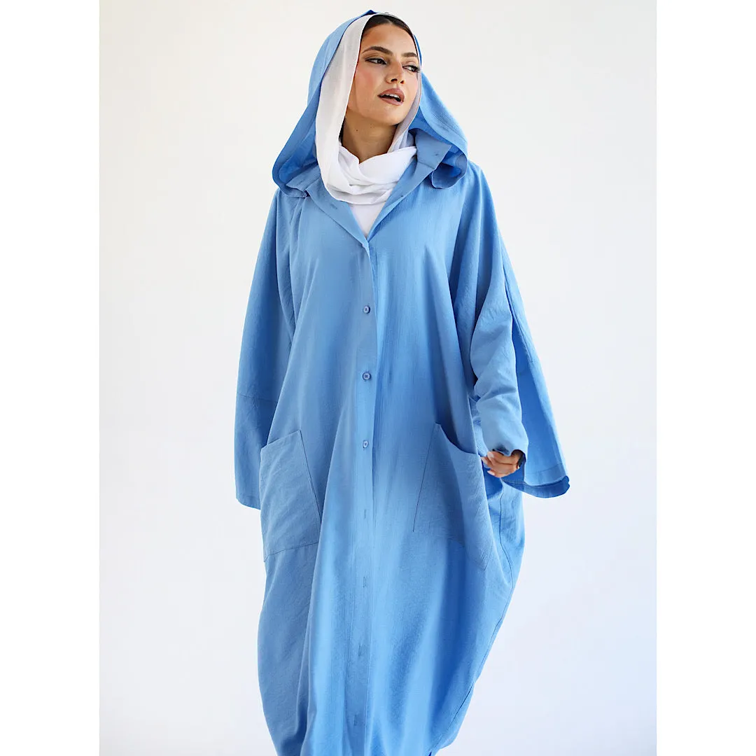 Light blue hooded kaftan