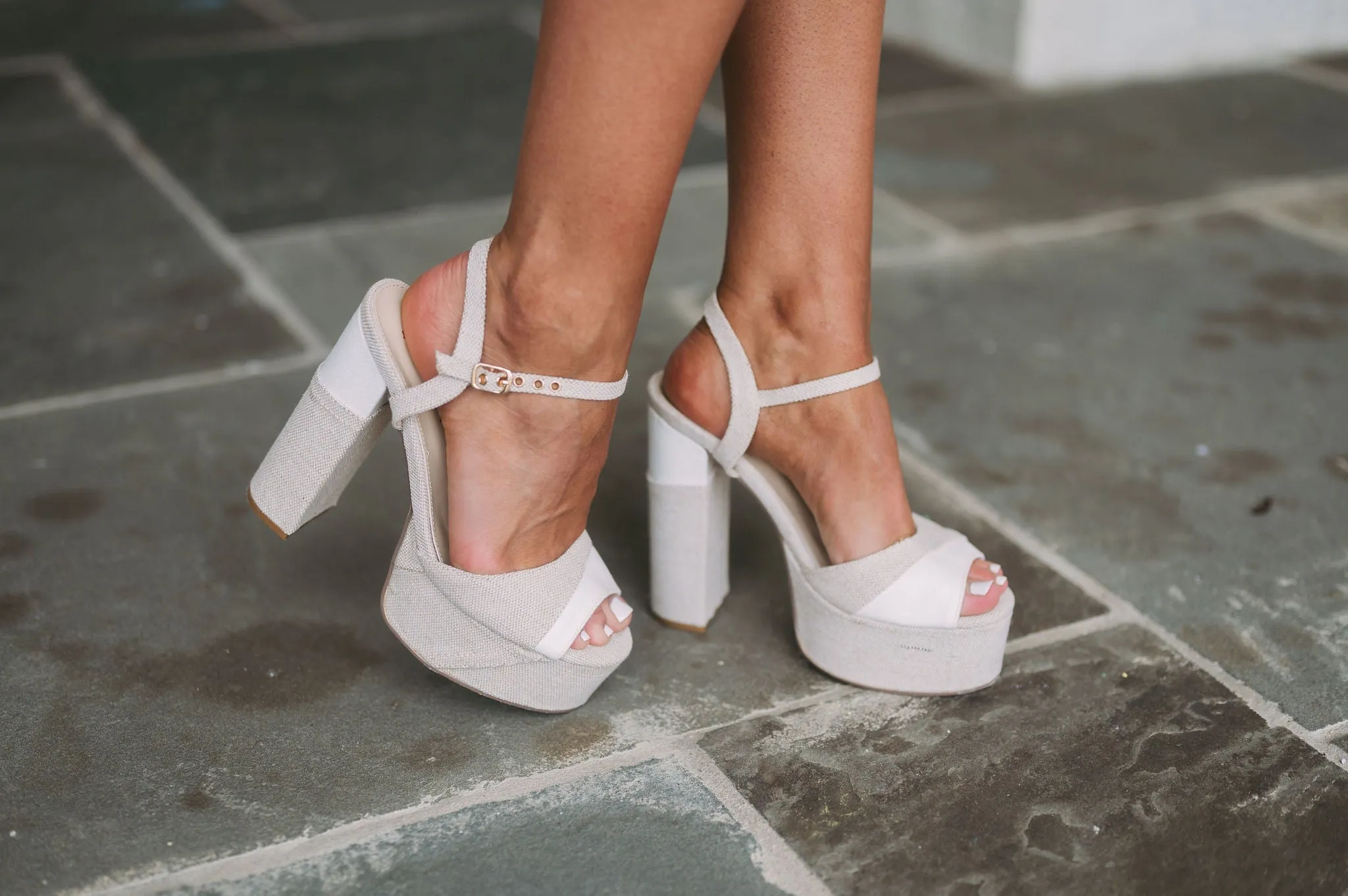 Maxon Chunky Platform Heels-Linen