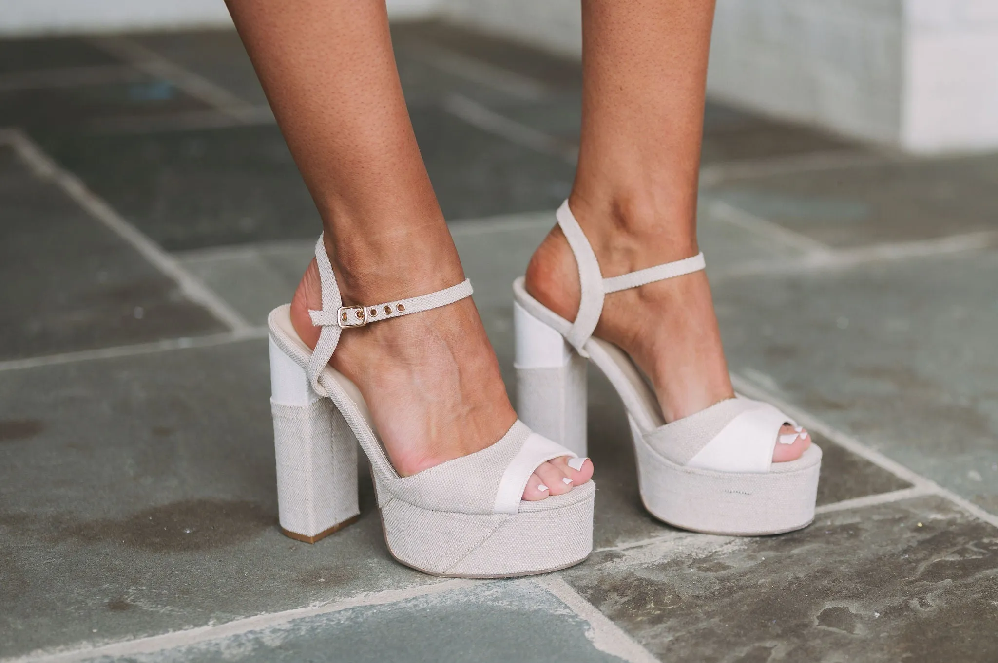 Maxon Chunky Platform Heels-Linen