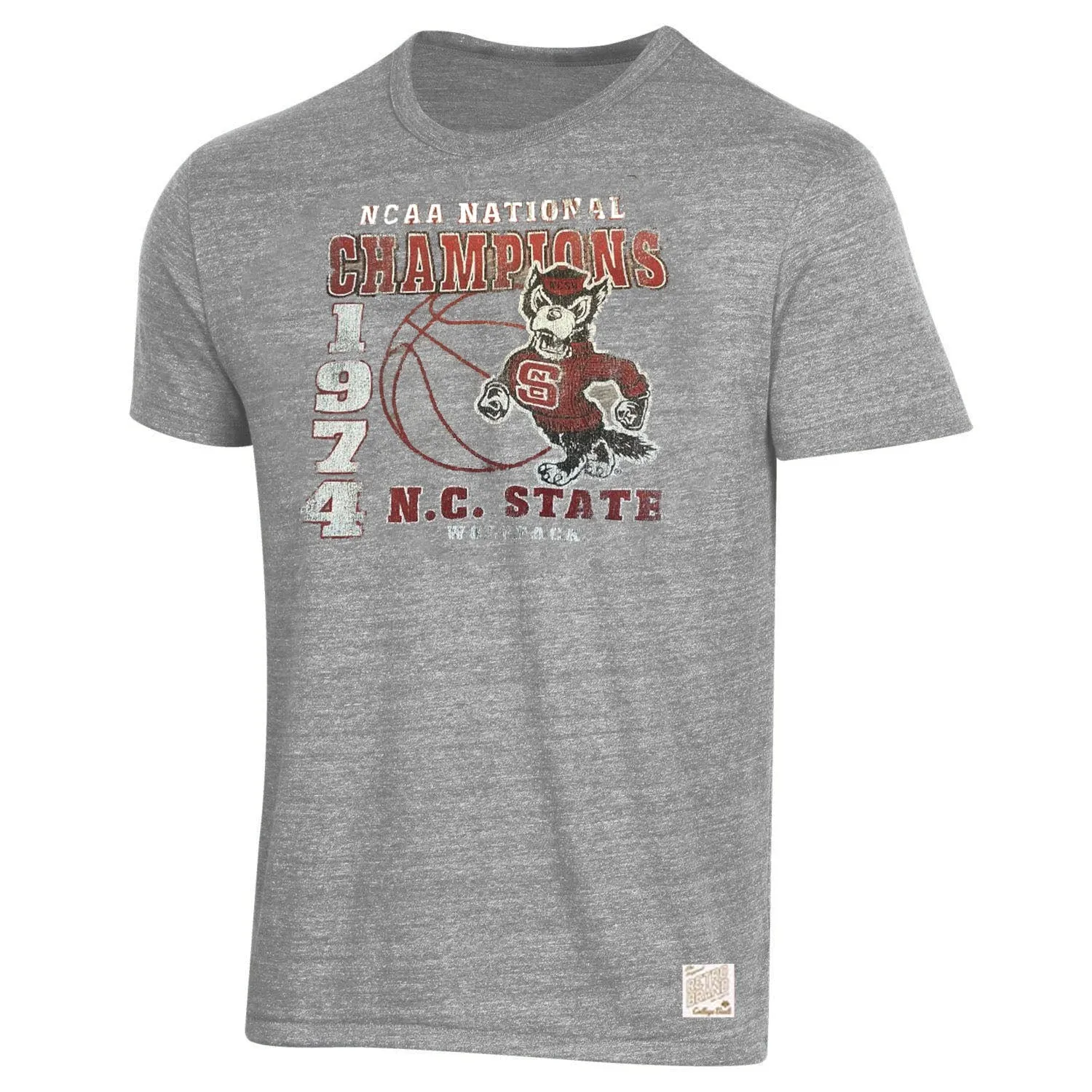 NC State Wolfpack Retro Brand Youth Heather Grey 1974 National Champion T-Shirt