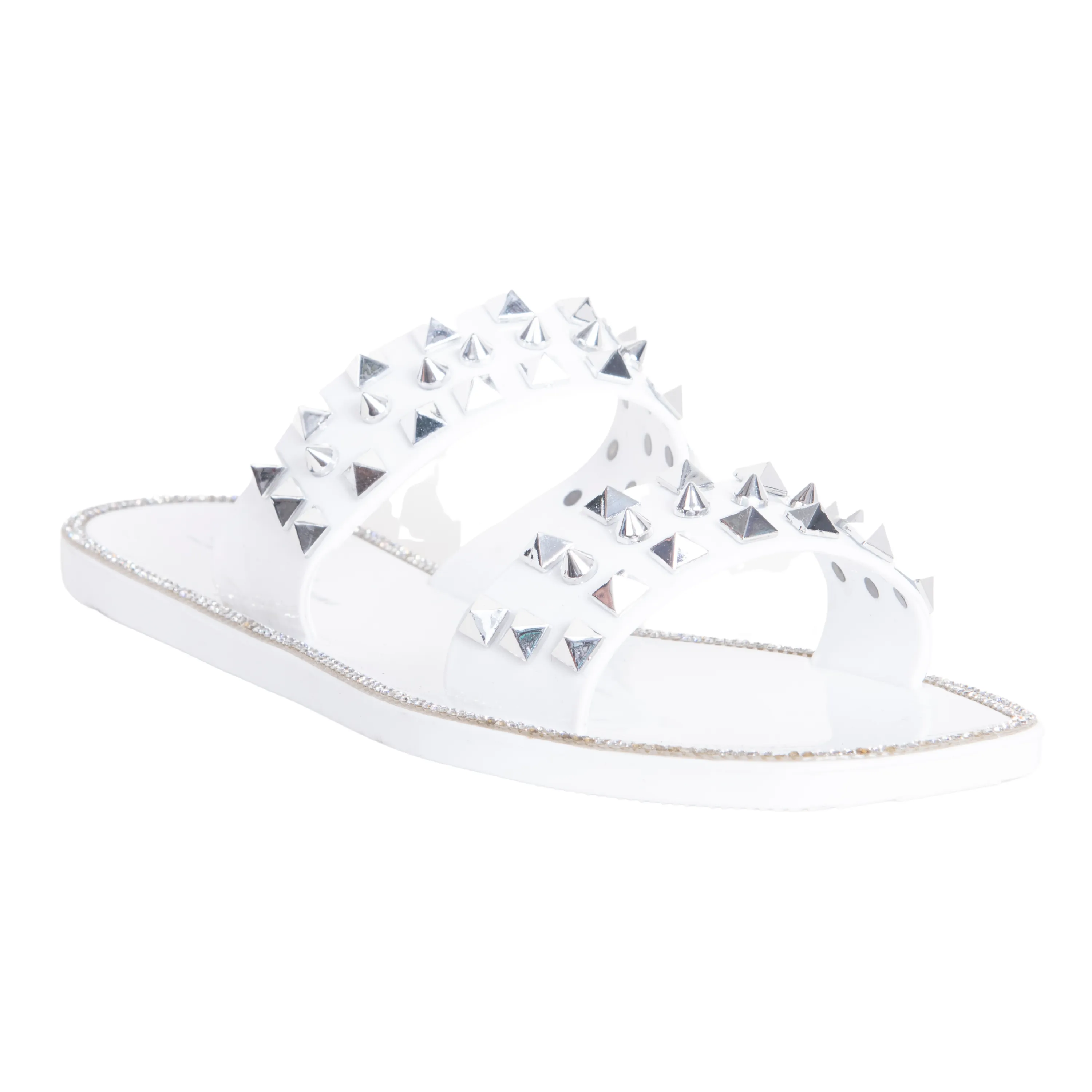 STUDLEY FLAT SANDAL WITH SPARKLY WITH STUD DETAILING