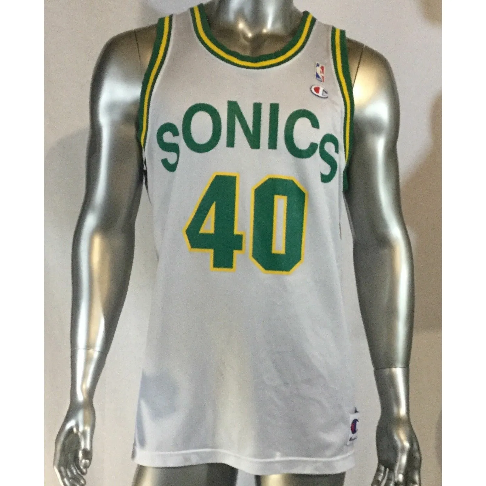 Vintage 1990's Seattle Sonics #40 SHAWN KEMP Champion Basketball Jersey Size 48